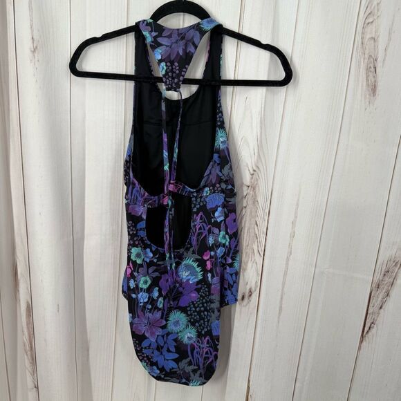 Title Nine Women’s Small Purple Black Blue Floral One Piece Swim Pool Ocean Beac - Picture 3 of 5